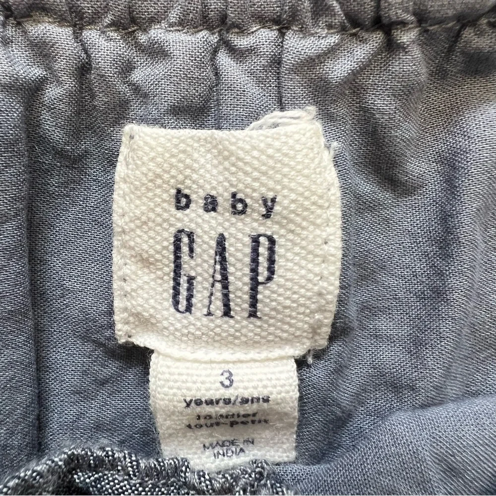 Baby Gap Blue Ivory Cotton Crochet Embroidered Baby Doll Top Dress Size 3